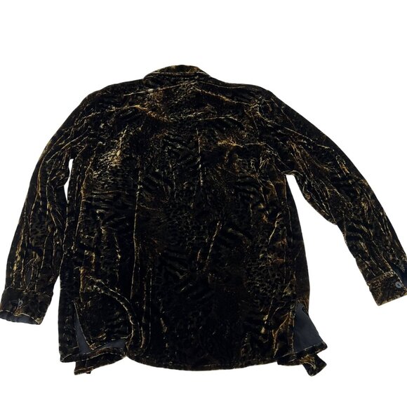 Corey B. New York Velvet Animal Print Button-Up Shirt Medium Rayon & Silk - Picture 6 of 6